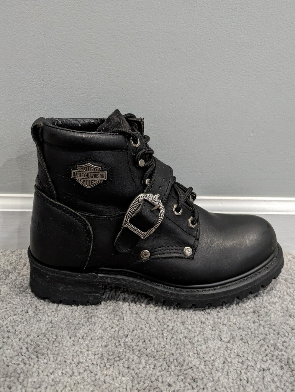 Harley-Davidson Leather Motorcycle Boots Faded Glory 81024 Women's Sz 8 Black